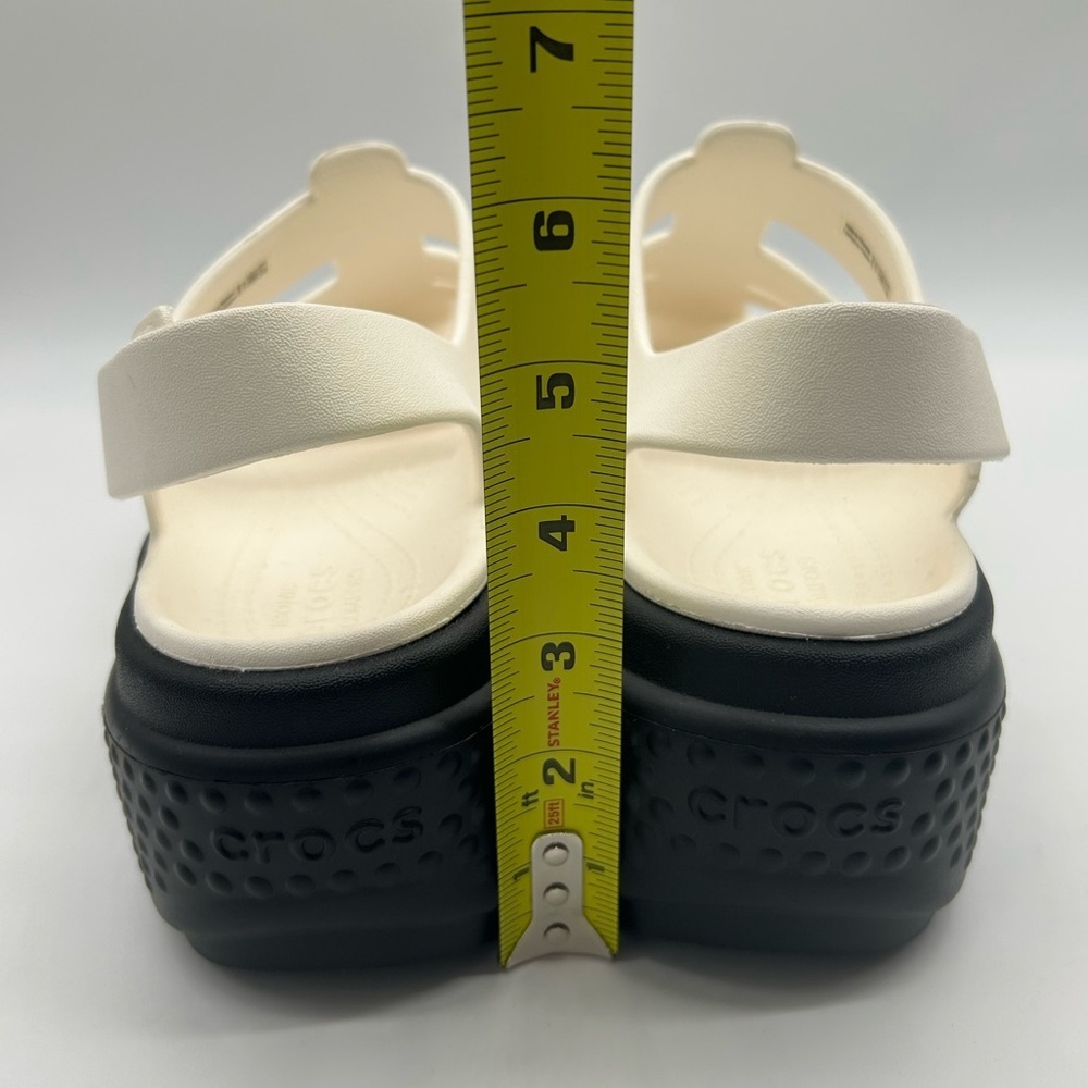 Crocs Women’s Platform Sandals Size 9 White Black Chunky Comfort New With Tag - Picture 9 of 12